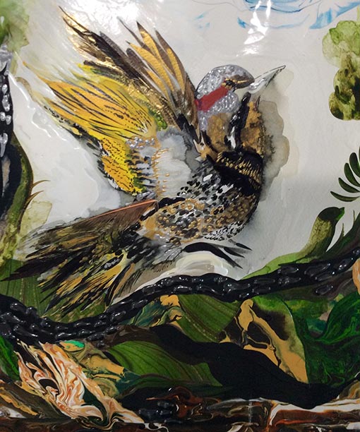 Original acrylic painting of a flicker by Diana Zoe Coop